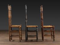 Three William and Mary Bannister Back Rush Seat Side Chairs