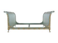 A Custom Directoire Style Blue-Painted and Parcel Gilt Double-Size Bed