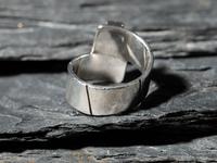 Asymmetric Silver and Coral Ring