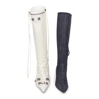 TWO PAIRS OF DESIGNER BOOTS, BALENCIAGA AND MIU MIU