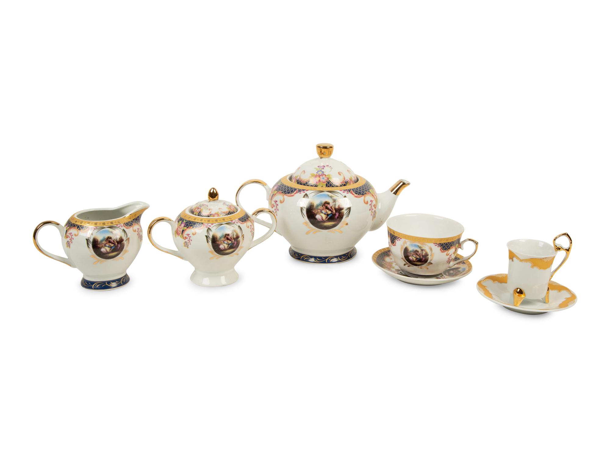 A Continental Porcelain Tea Set — LATE 20TH CENTURY