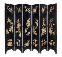 A Hardstone Inset Red and Black Lacquered Floor Screen, 20th Century 近代 朱漆嵌玉六扇屏