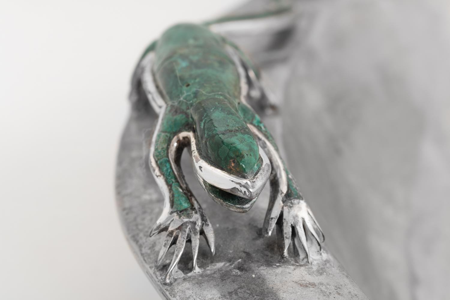A Mexican Hard Stone Mounted Silver-Plate Platter