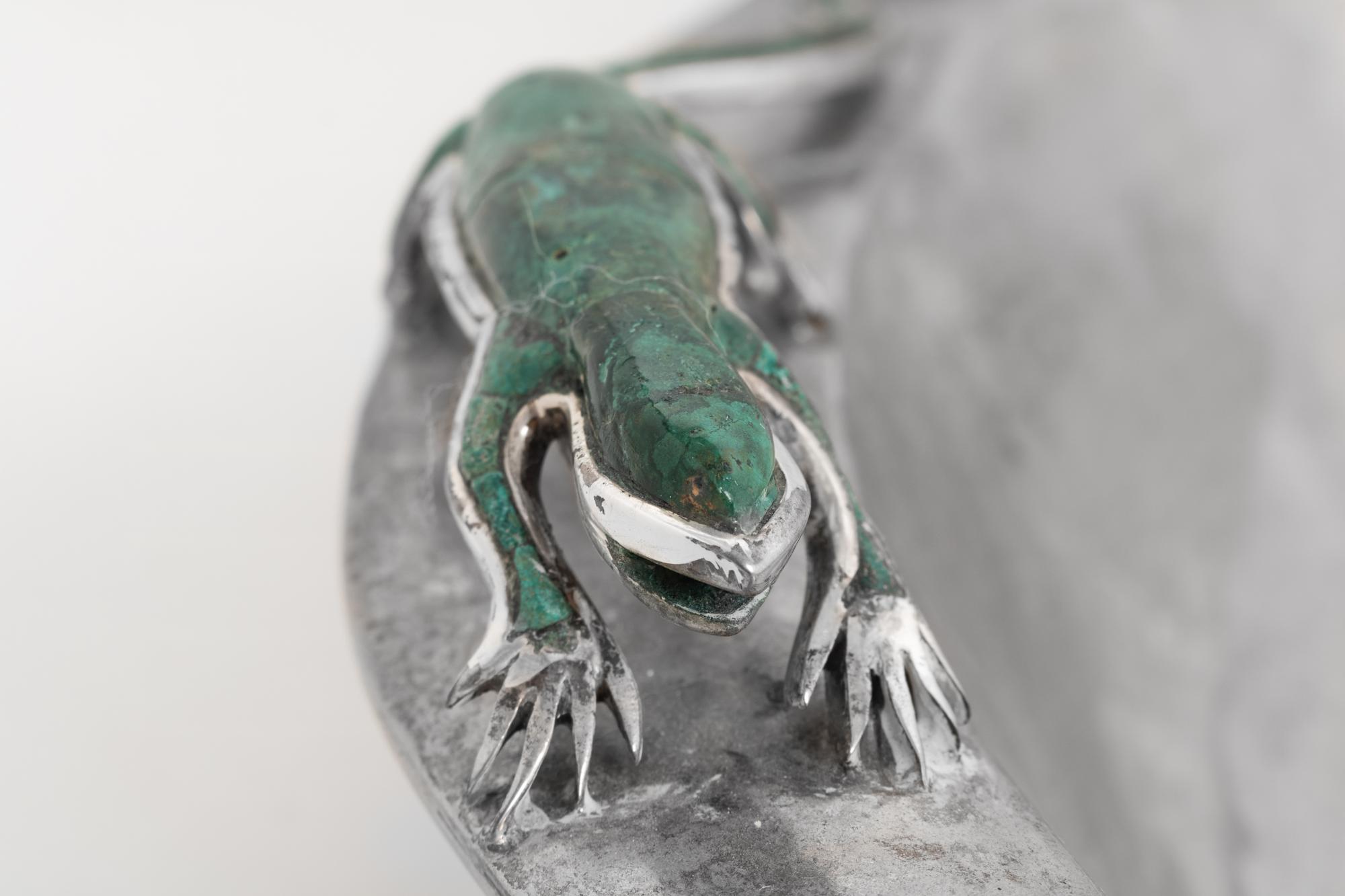 A Mexican Hard Stone Mounted Silver-Plate Platter