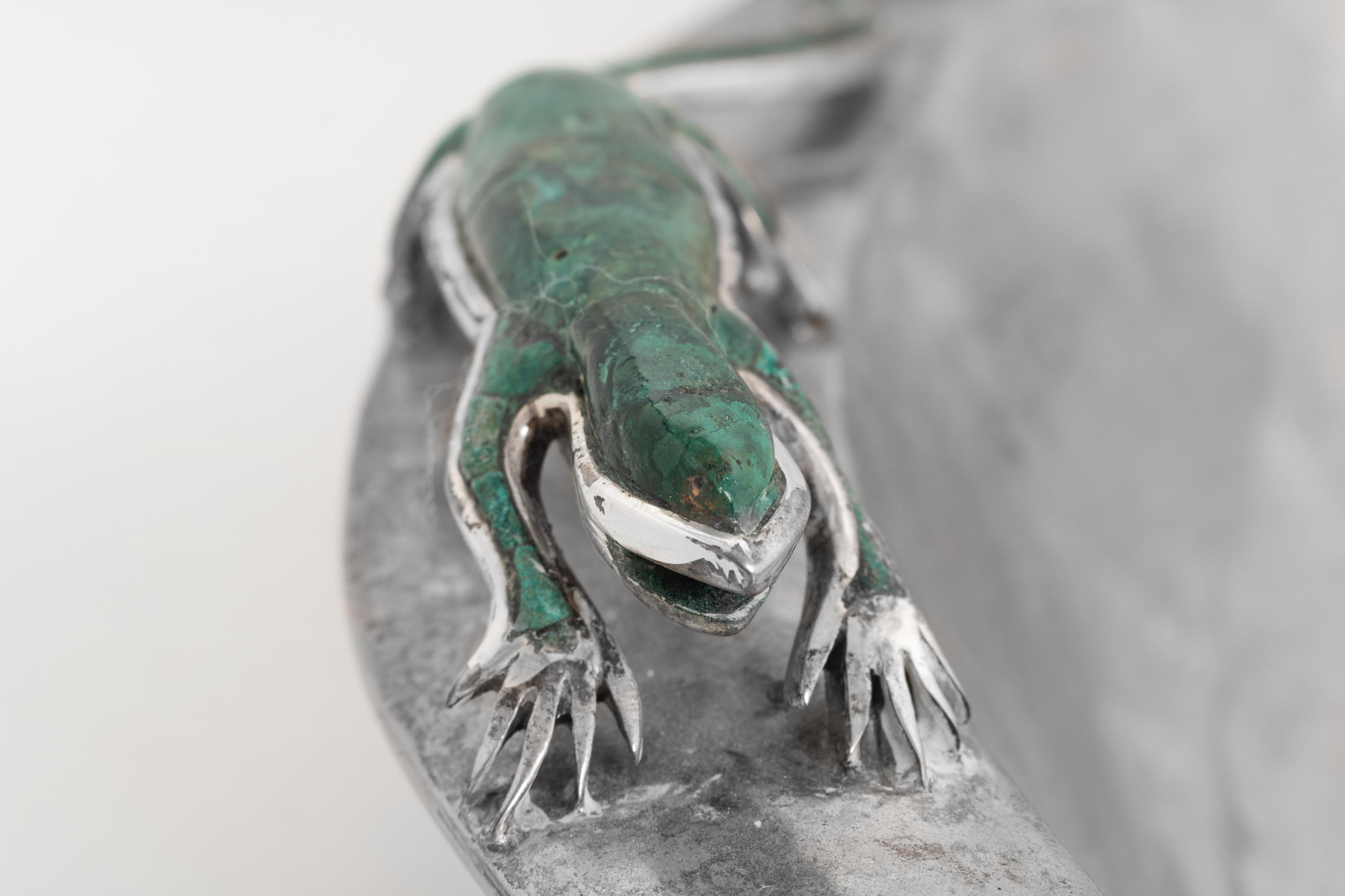 A Mexican Hard Stone Mounted Silver-Plate Platter