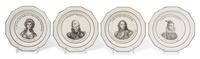 Four French Transfer Decorated Plates Diameter 8 1/2 inches.