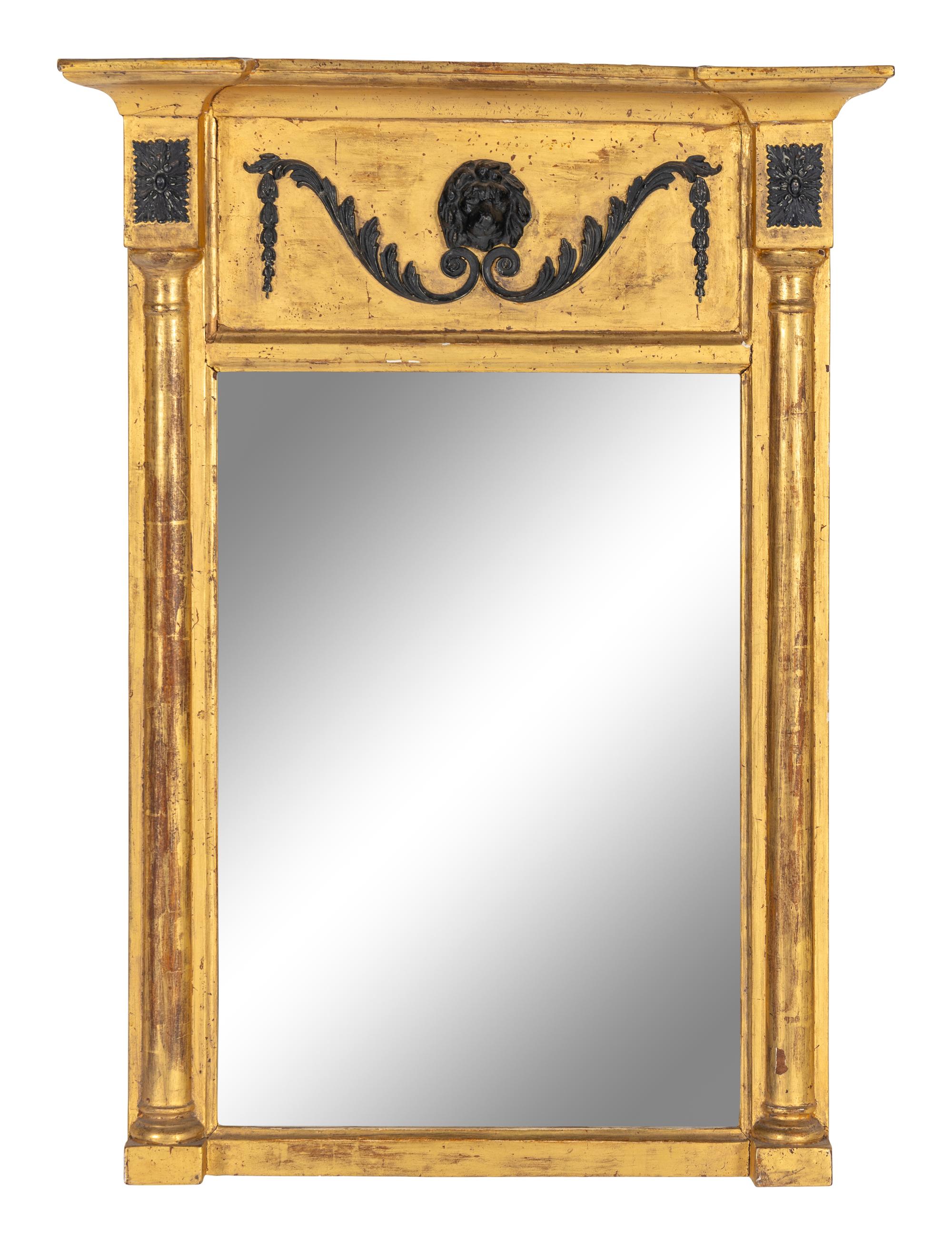 A Regency Part Ebonized Giltwood Mirror