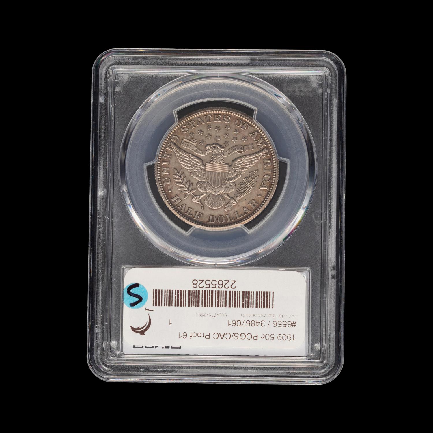 A 1909 Barber 50c Proof [PCGS PR61; CAC Green Sticker]