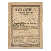 [Early American Trades] Early Printed Broadside for a Vermont Dentist