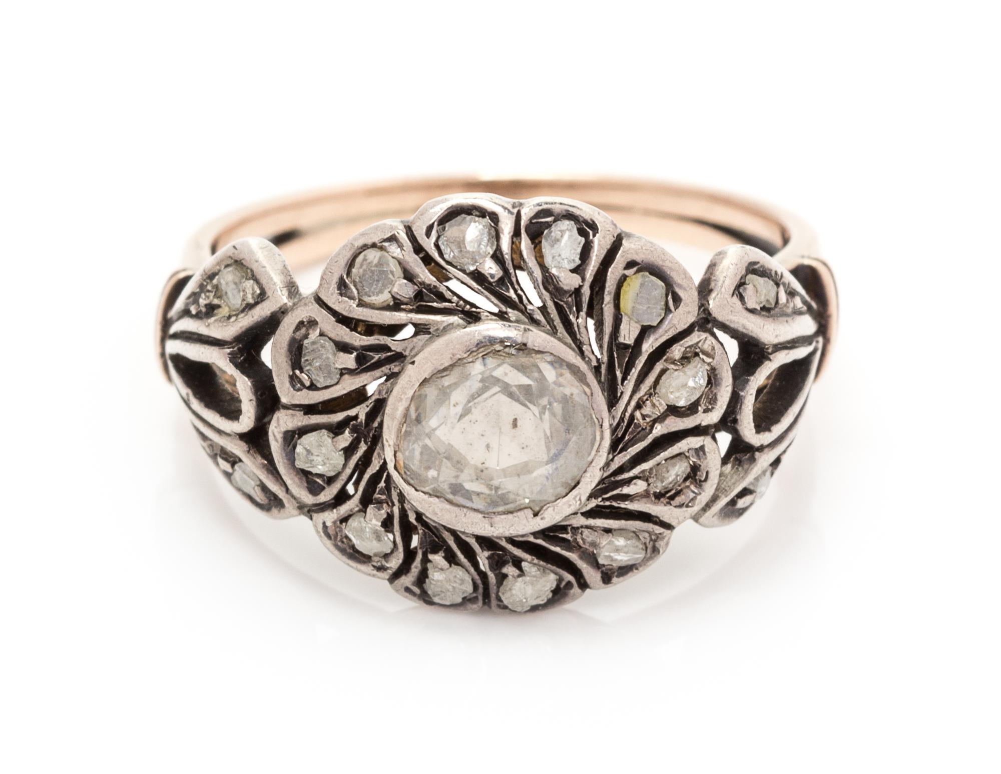A Victorian Silver Topped Gold and Diamond Ring, 2.40 dwts.