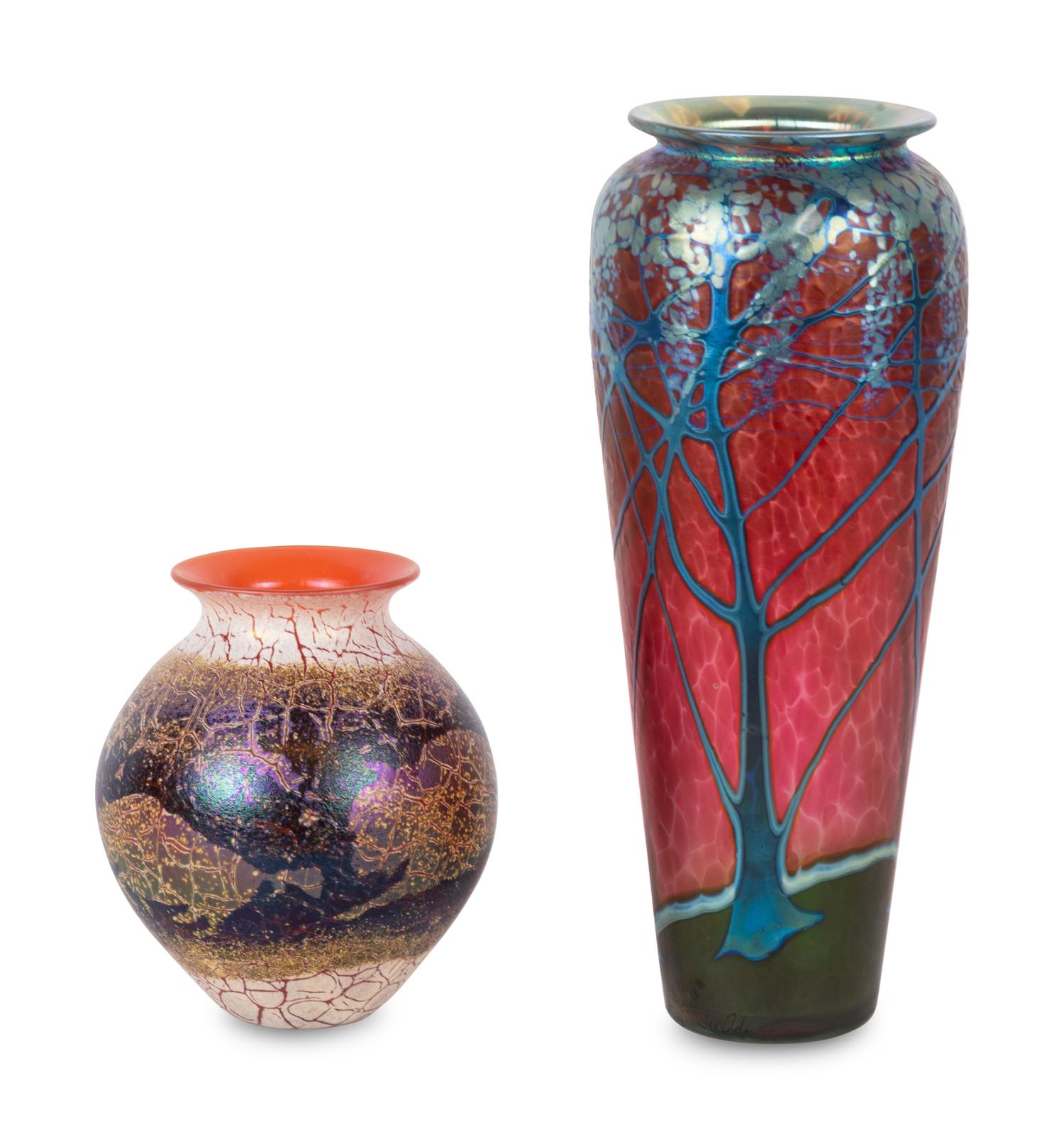 Two Carl Radke for Phoenix Studios Art Glass Vases