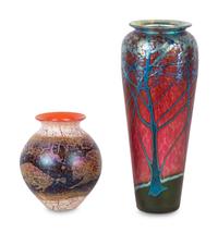 Two Carl Radke for Phoenix Studios Art Glass Vases