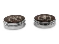 A Pair of English Silver and Tortoise-Shell Mounted Dresser Boxes