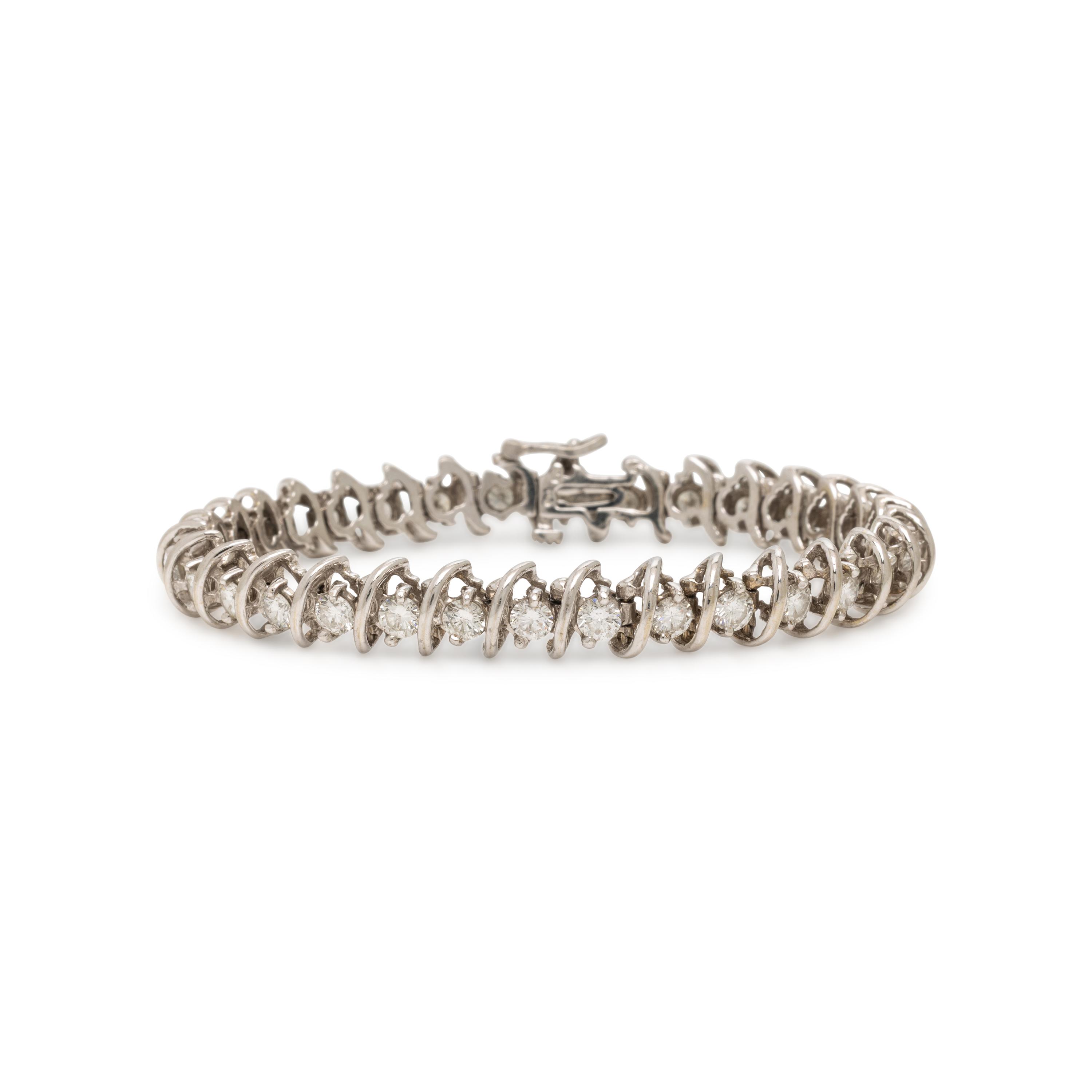 Diamond and White Gold Line Bracelet