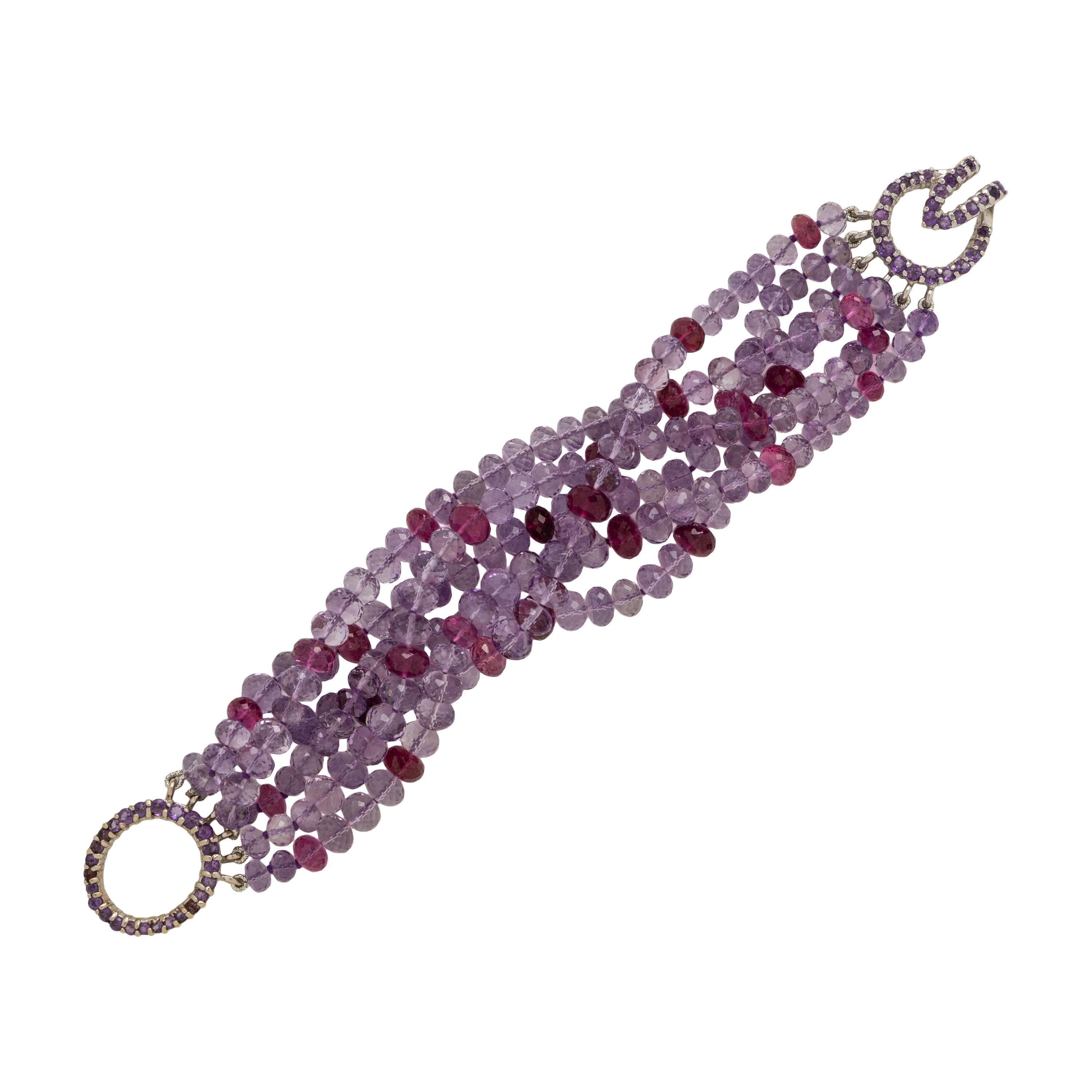 Mish, Amethyst and Pink Tourmaline Torsade Bracelet