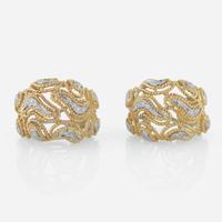 A Pair of 18K Gold Two-Tone Ear Clips Italy