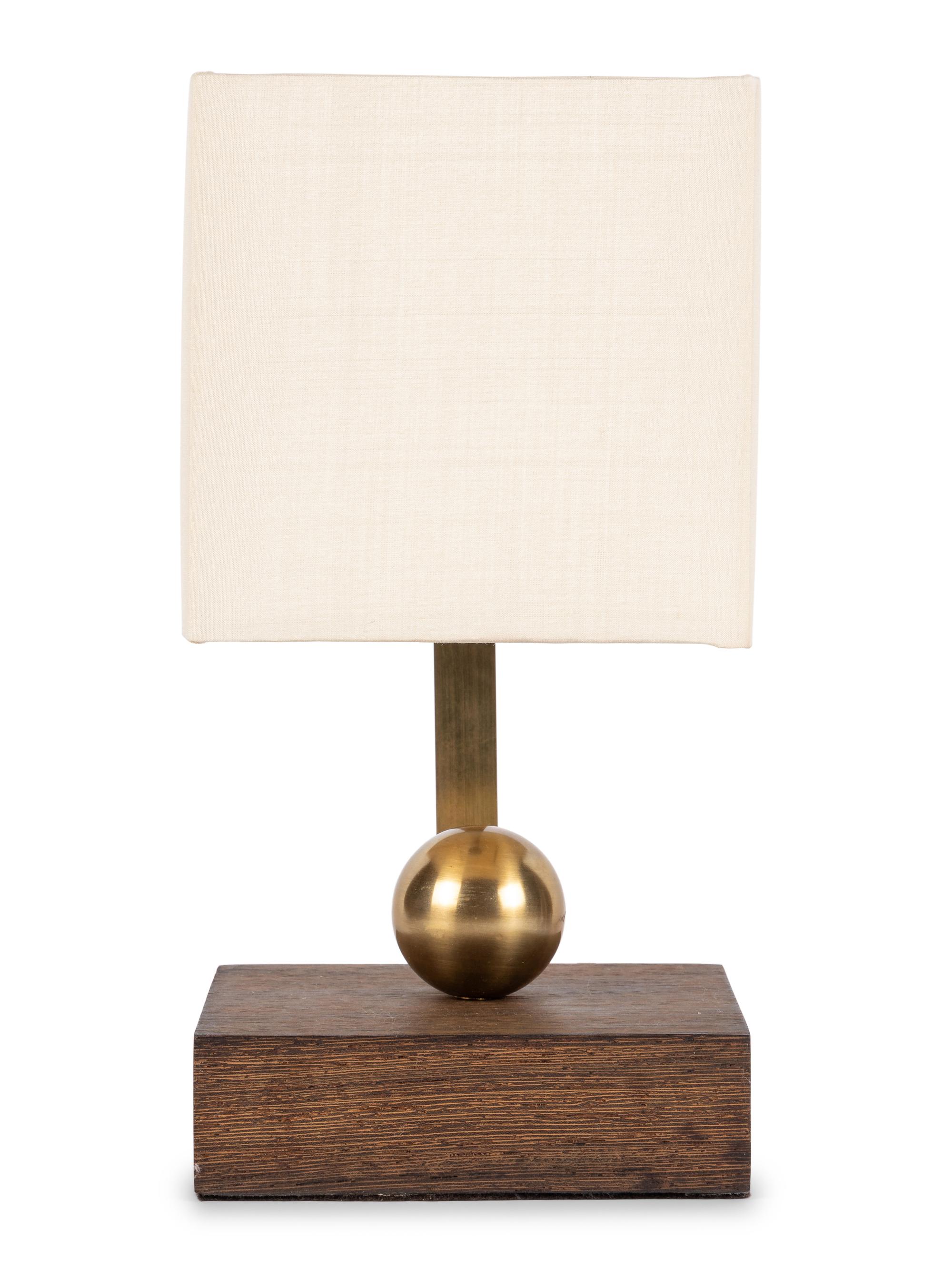 A Contemporary Brass and Hardwood Desk Lamp