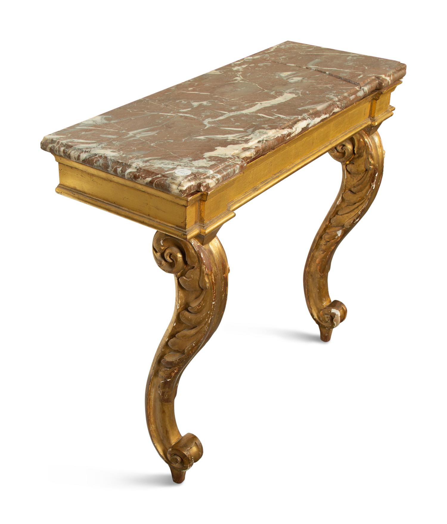 A Continental Giltwood Marble-Top Pier Table