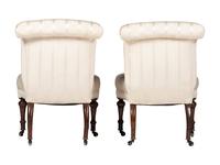 A Pair of Victorian Mahogany Roll Back Slipper Chairs