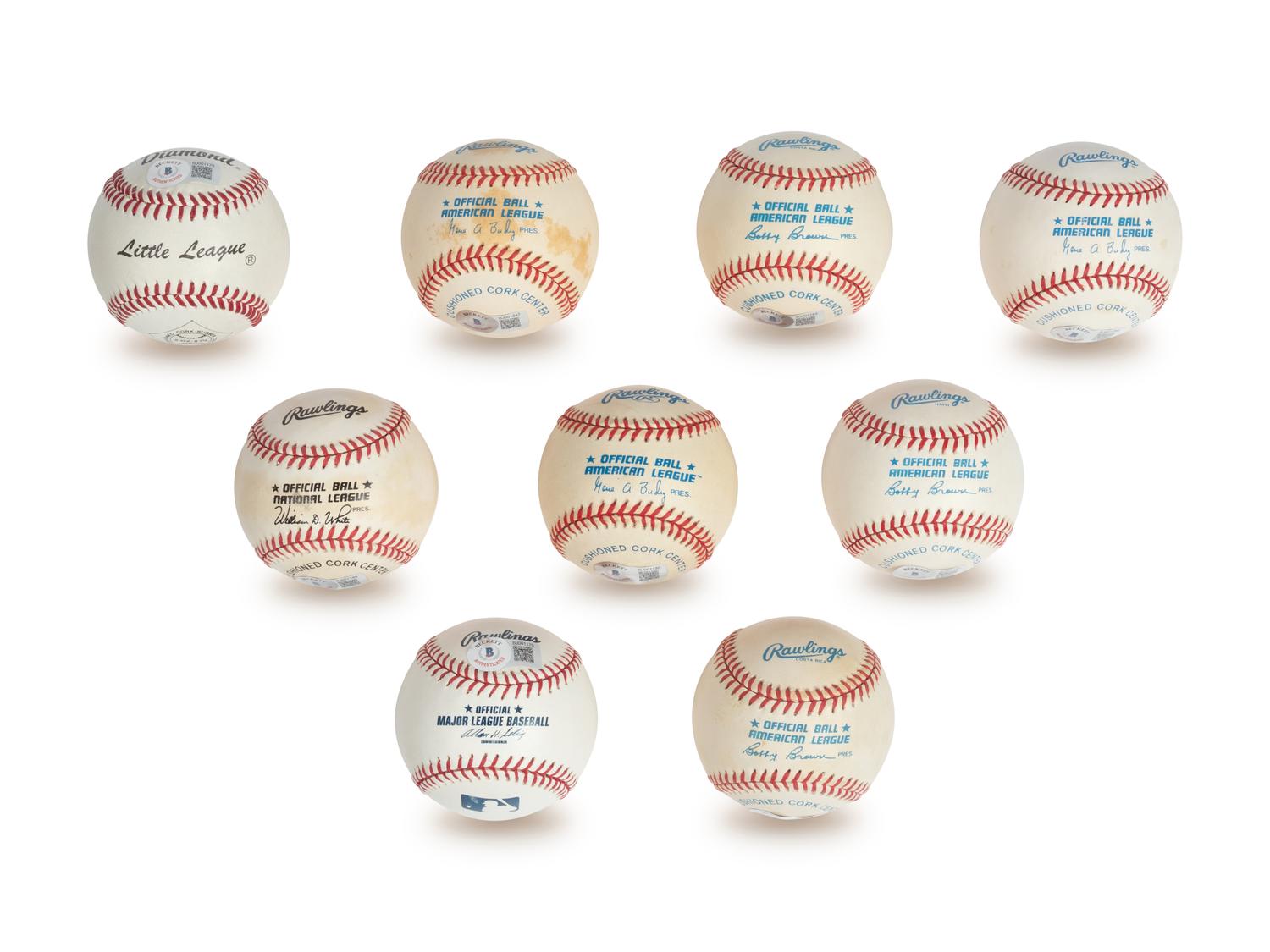 A Group of Nine 3,000 Hit Club Member Signed Autograph Baseballs