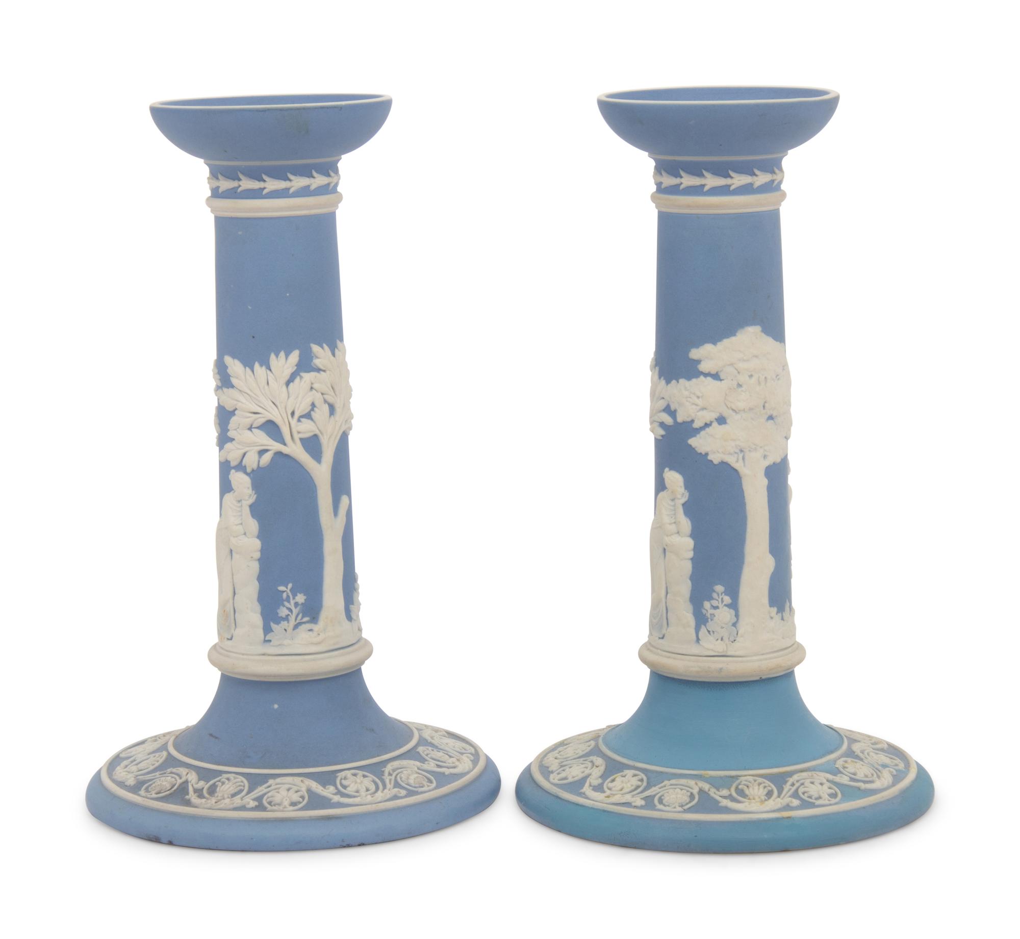 A Pair of Wedgwood Jasperware Candlesticks