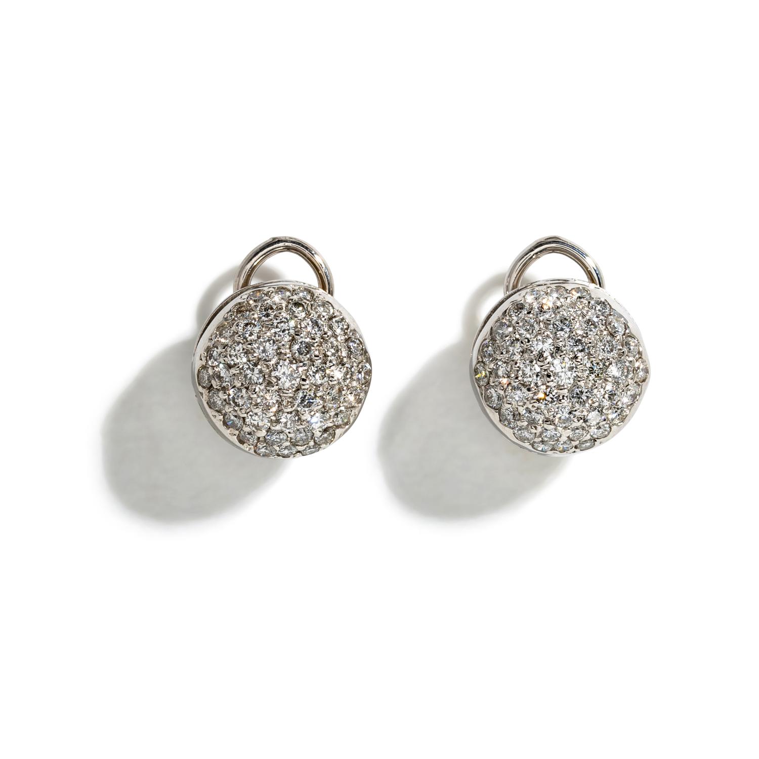 DIAMOND AND WHITE GOLD BUTTON EARRINGS