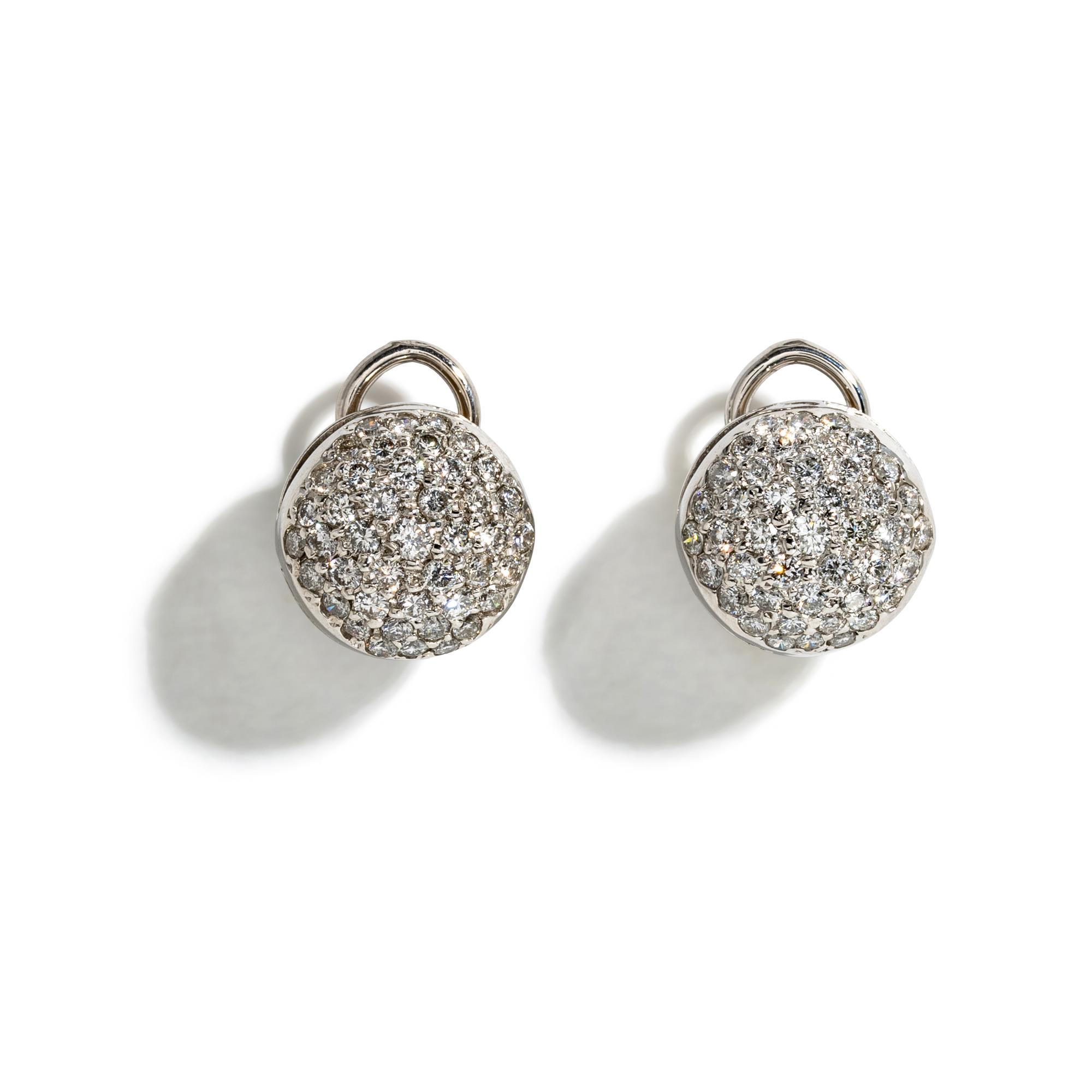 DIAMOND AND WHITE GOLD BUTTON EARRINGS