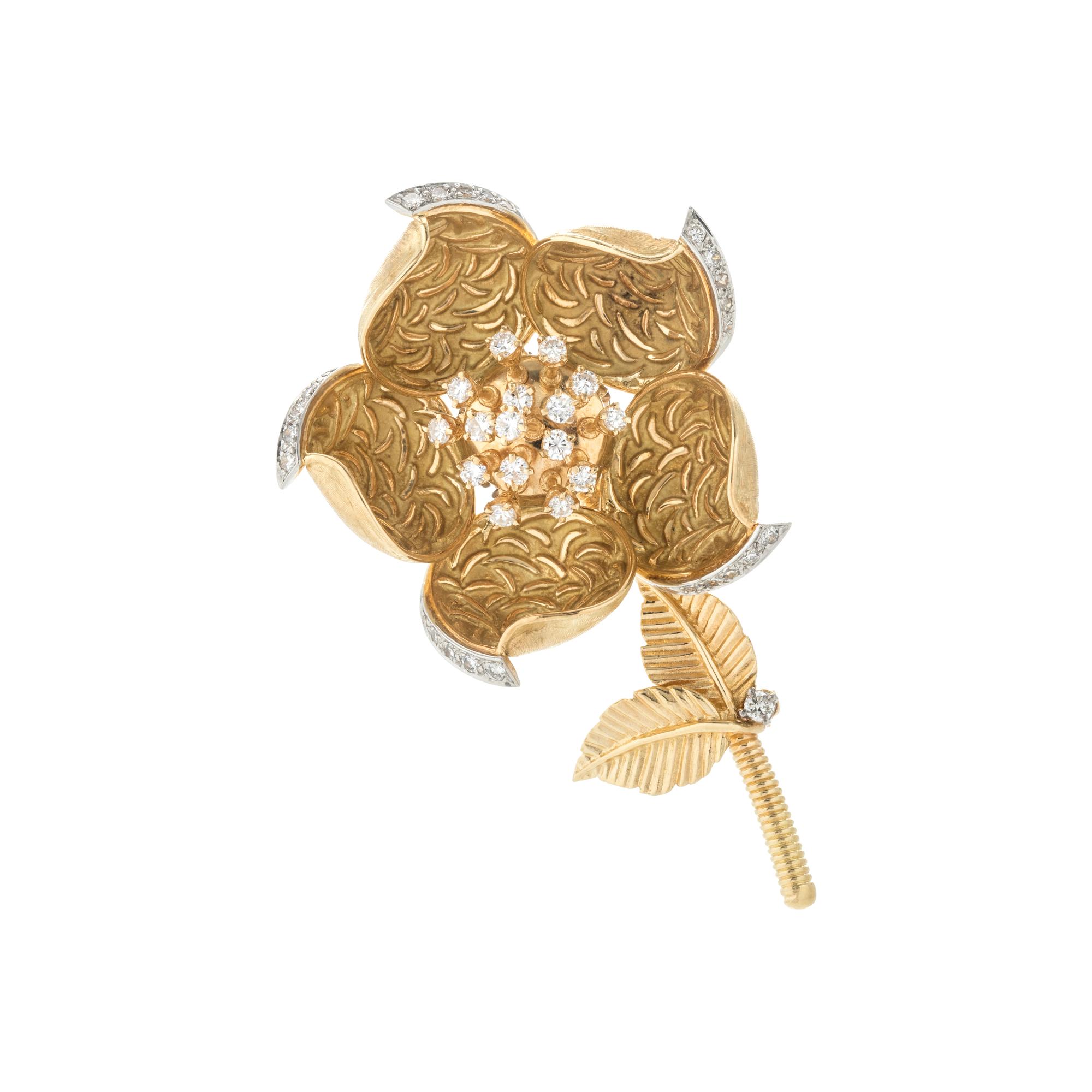 HAMMERMAN BROTHERS, DIAMOND EN TREMBLANT FLOWER BROOCH