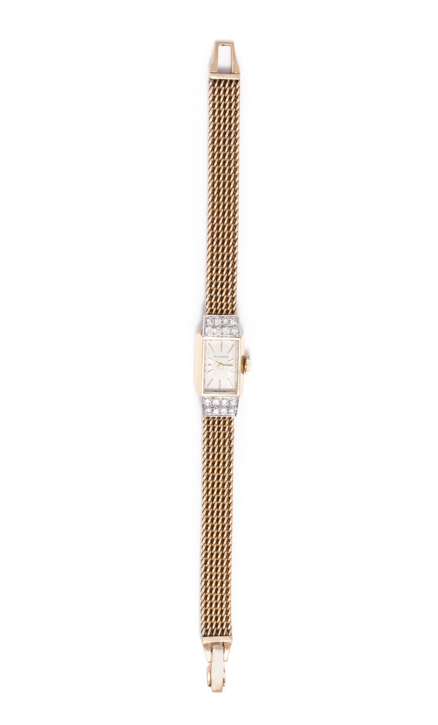 MOVADO, 14K YELLOW GOLD AND DIAMOND WRISTWATCH