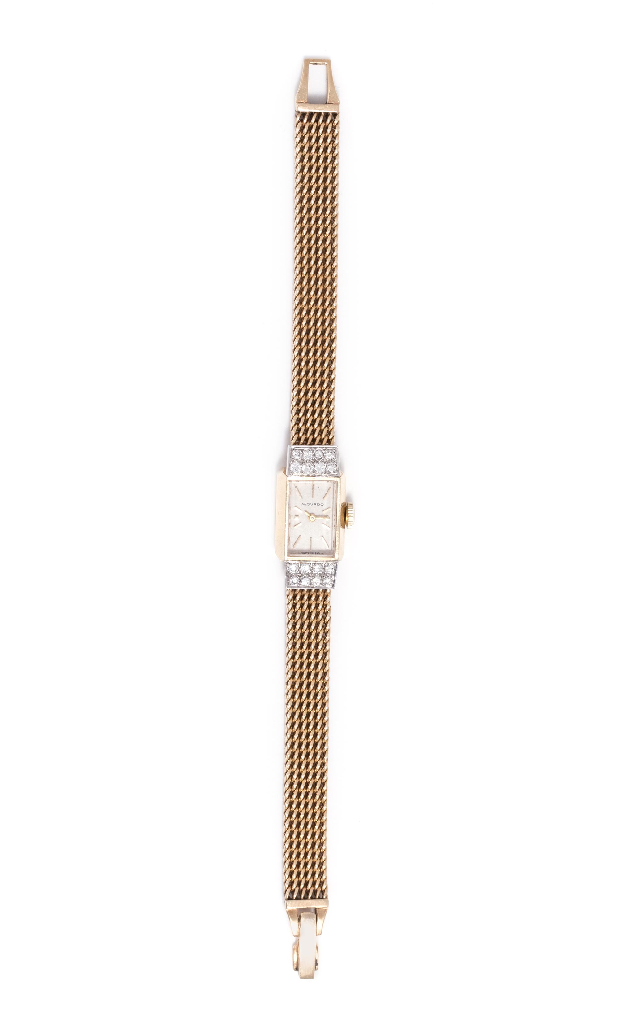 MOVADO, 14K YELLOW GOLD AND DIAMOND WRISTWATCH