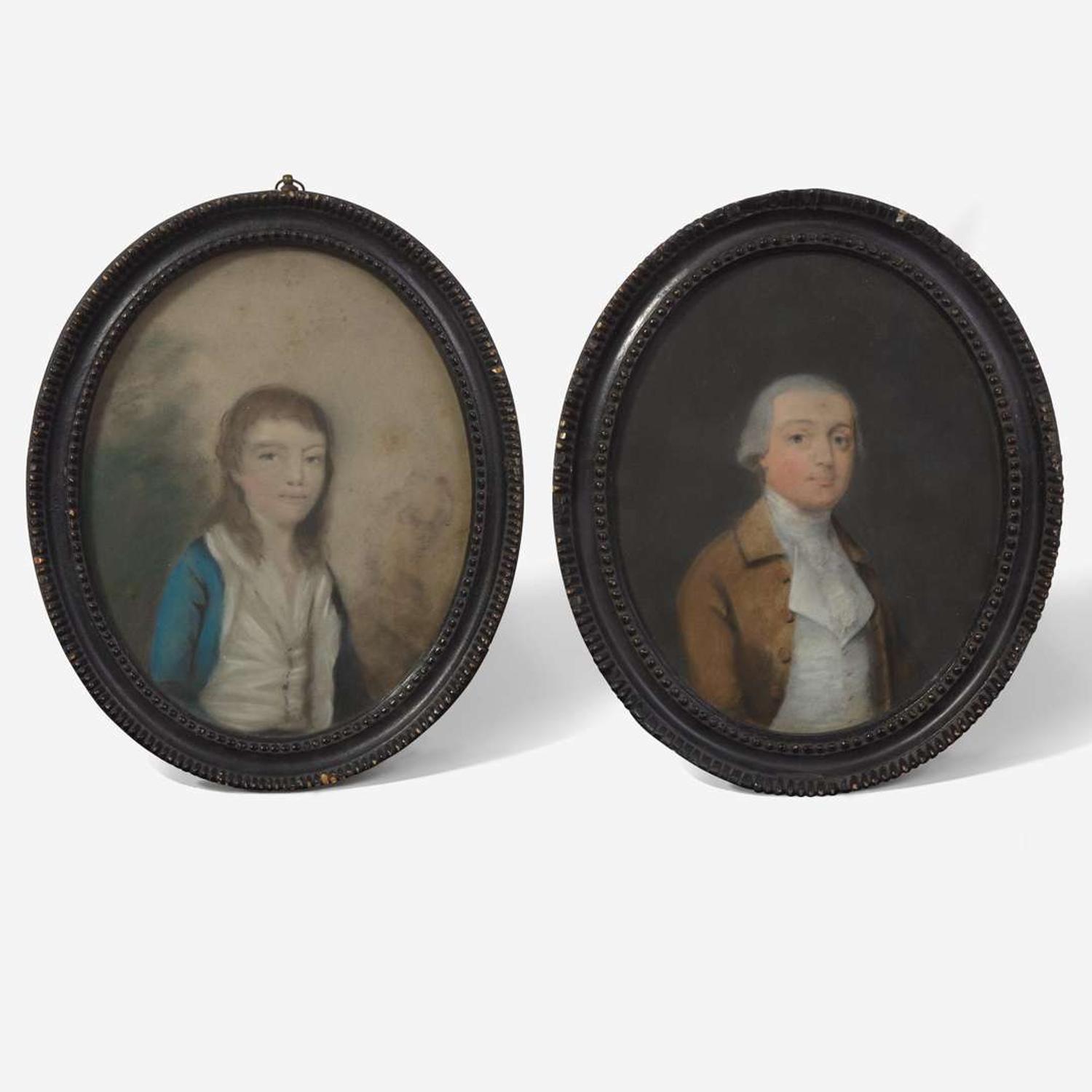 Attributed to the Sharples Family Two Portraits: A Father and Son