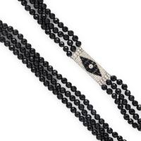 Diamond and Onyx Beaded Necklace