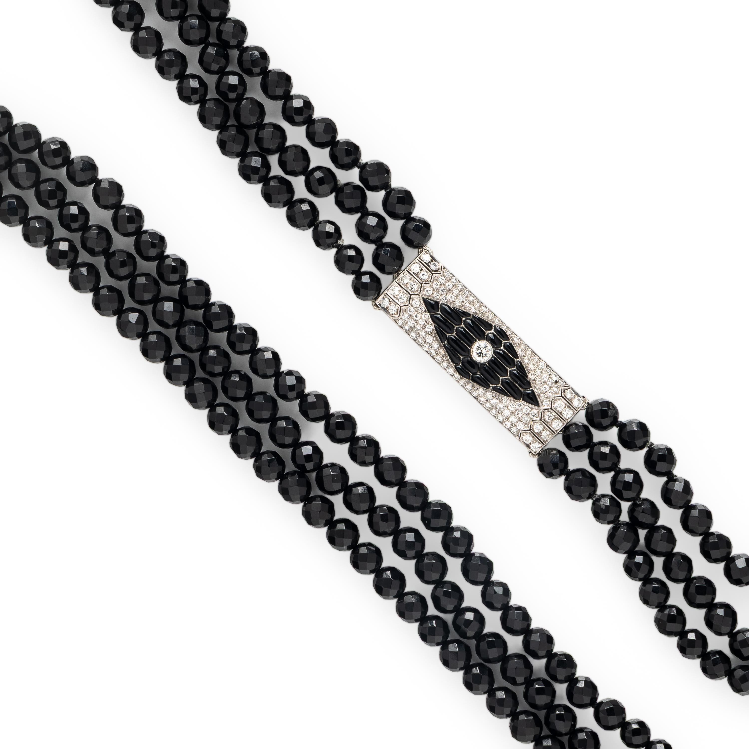 Diamond and Onyx Beaded Necklace