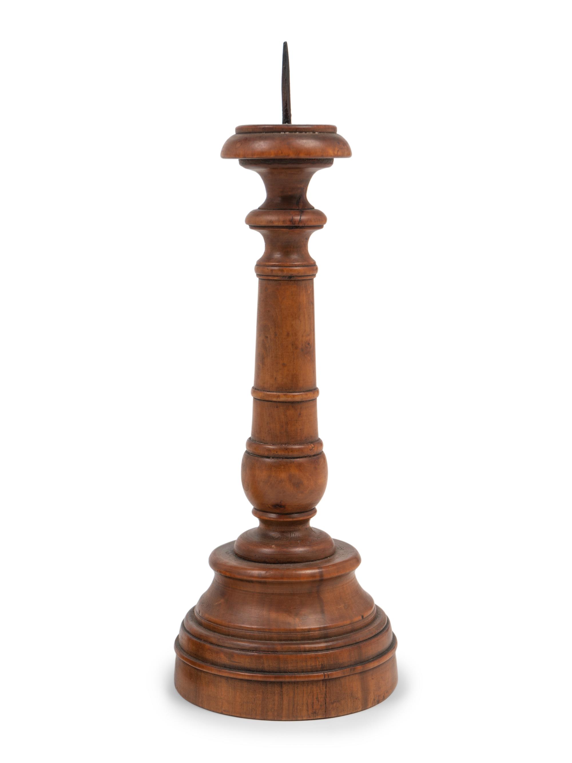 A Pair of French Olivewood "Pique Cierge" Candlesticks