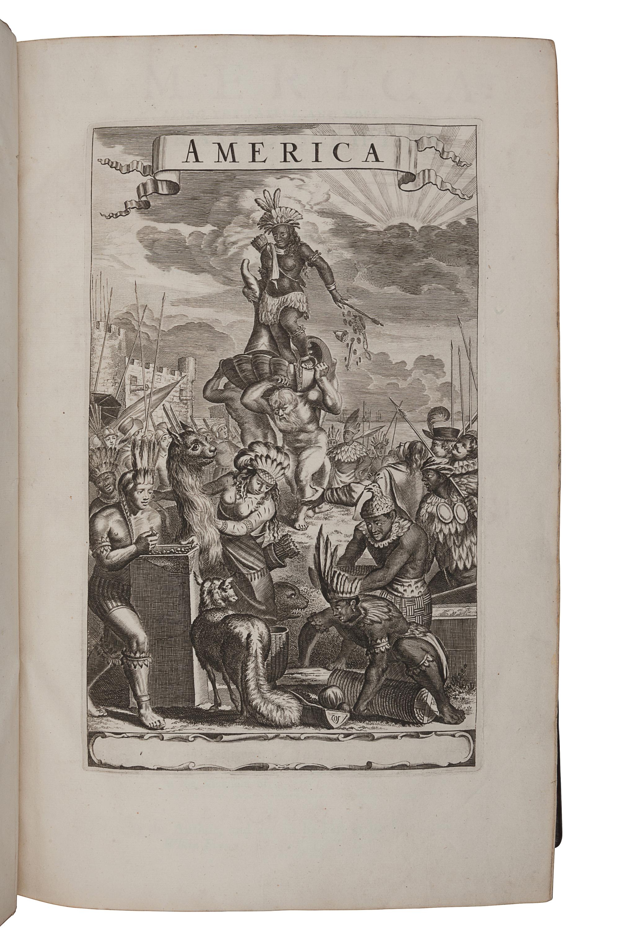 OGILBY, John (1600-1676), translator. [MONTANUS, Arnoldus (ca 1625-1683)]. America: being the latest, and most Accurate Description of the New World... Collected from most Authentick Authors, Augmented with later Observations, and Adorn'd with maps and Sculptures, by John Ogilby . London: Printed by the Author, 1671.