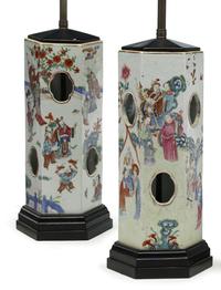 Pair of Chinese Export porcelain hat stands 19th century