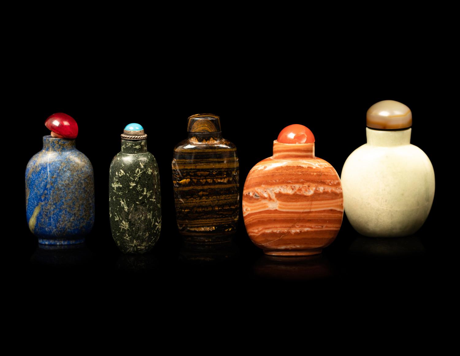 10 Chinese Hardstone Snuff Bottles