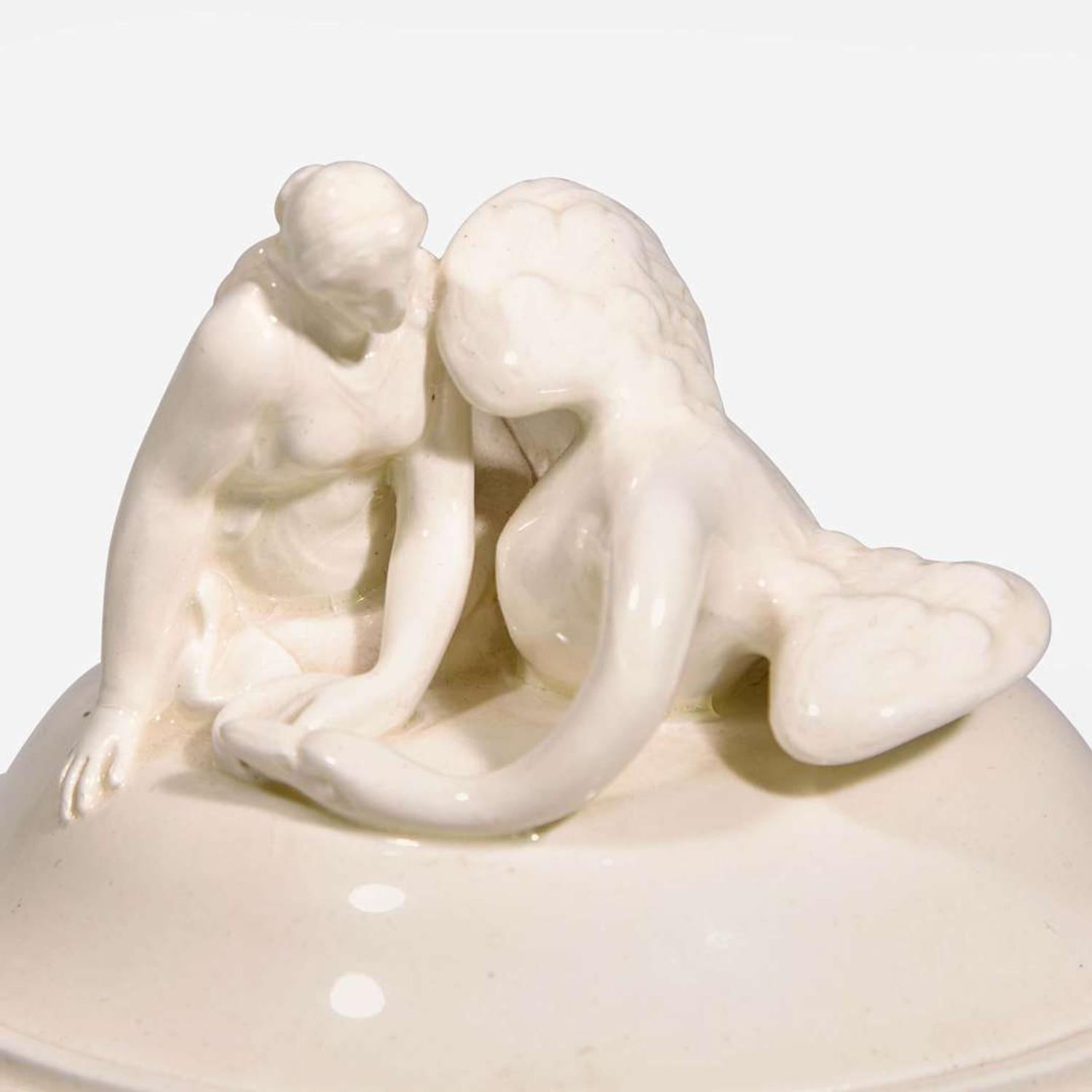 A Wedgwood Queensware Leda and the Swan Vase and Cover UK, early 19th century