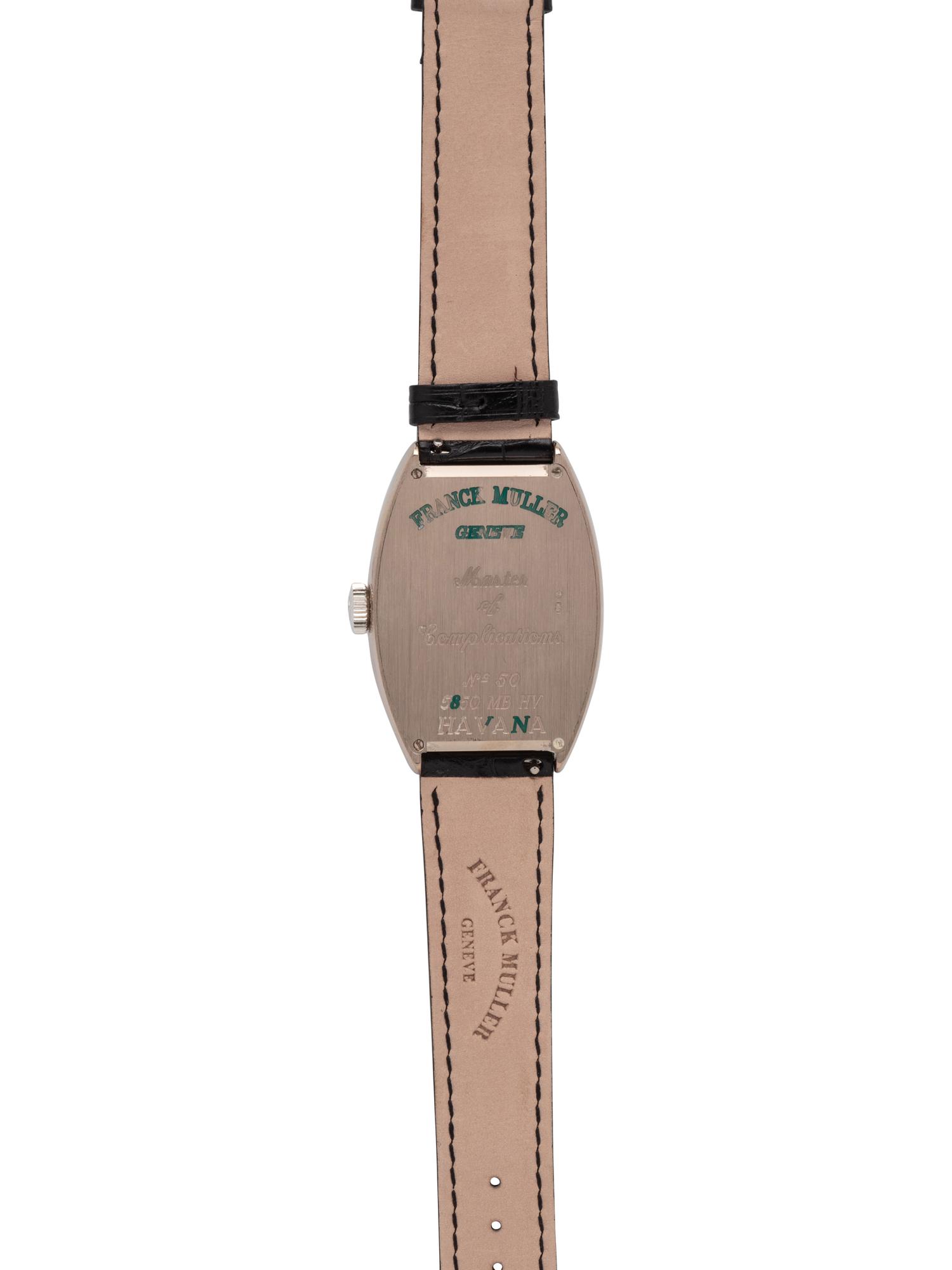 FRANCK MULLER, 18K WHITE GOLD TRIPLE-TIME 'CINTRÉE CURVEX MASTER BANKER HAVANA' WATCH