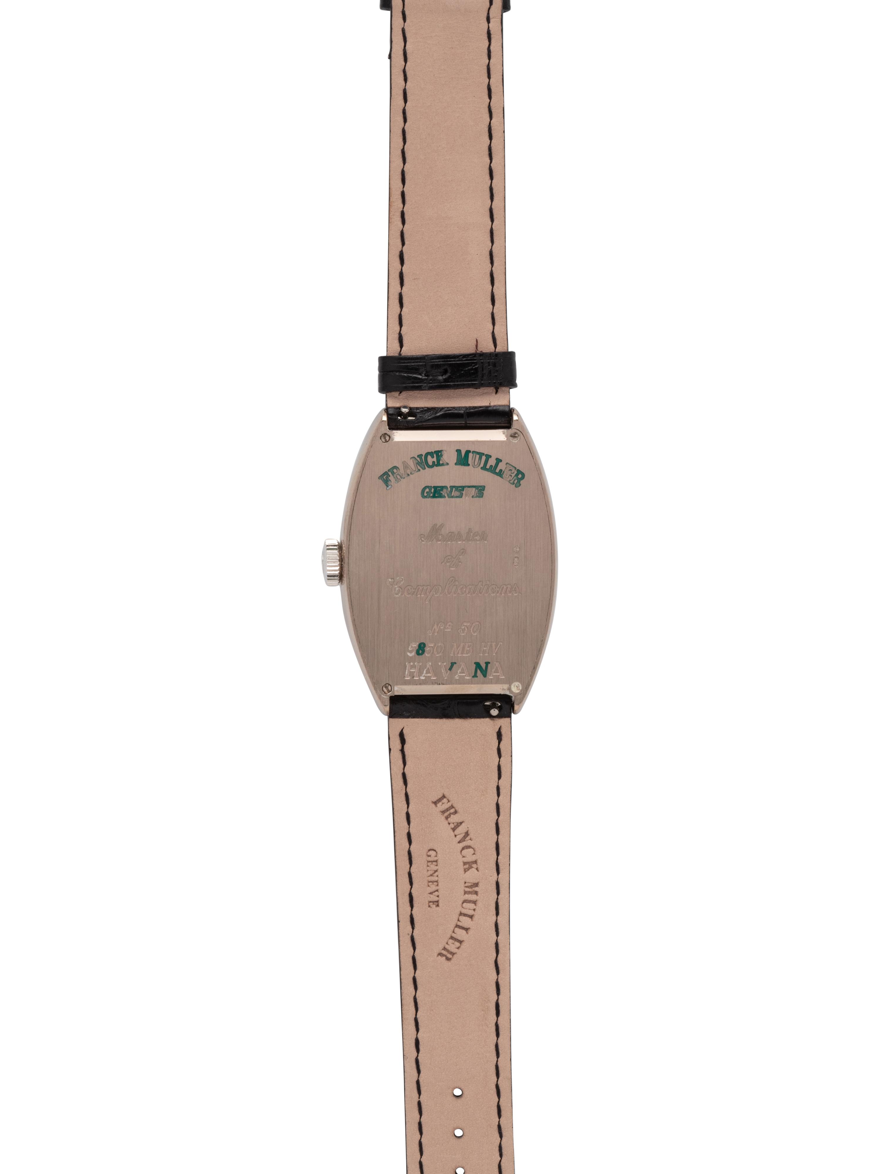 FRANCK MULLER, 18K WHITE GOLD TRIPLE-TIME 'CINTRÉE CURVEX MASTER BANKER HAVANA' WATCH