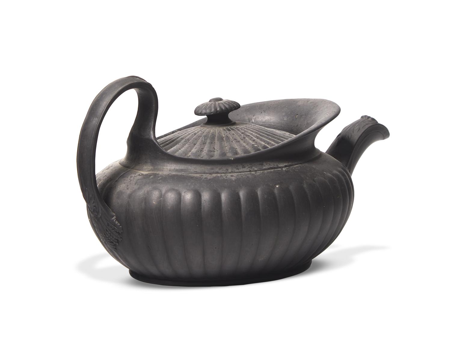A Wedgwood Black Basalt Lobed Teapot