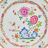 An assorted group of sixteen Chinese Export porcelain Rose Mandarin and lotus tablewares 18th century