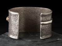Silver Tufa Cast Cuff Bracelet with Inlay