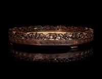 A Chinese Kesi Silk Inset Wood Tray