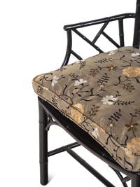 A Pair of Chinese Chippendale Style Black Painted Faux Bamboo Armchairs