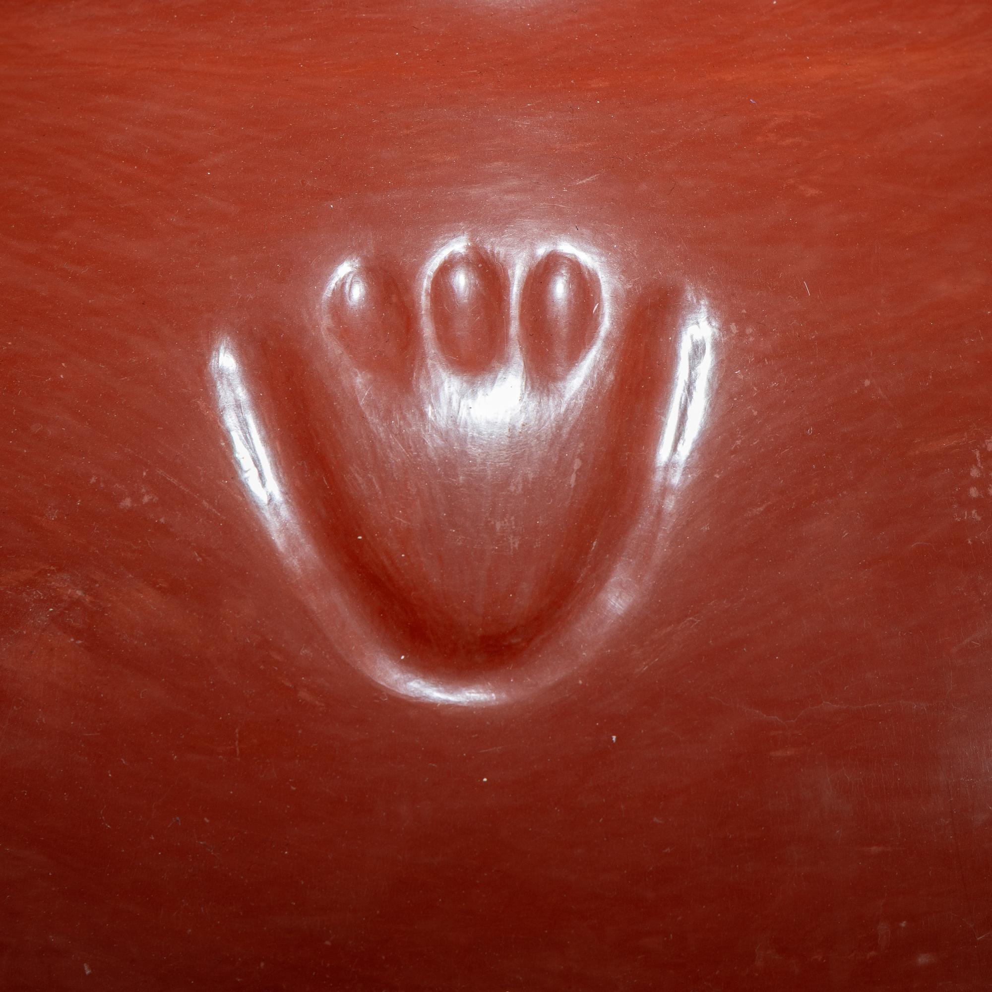 Monumental Redware Pottery Jar, with Bear Paw