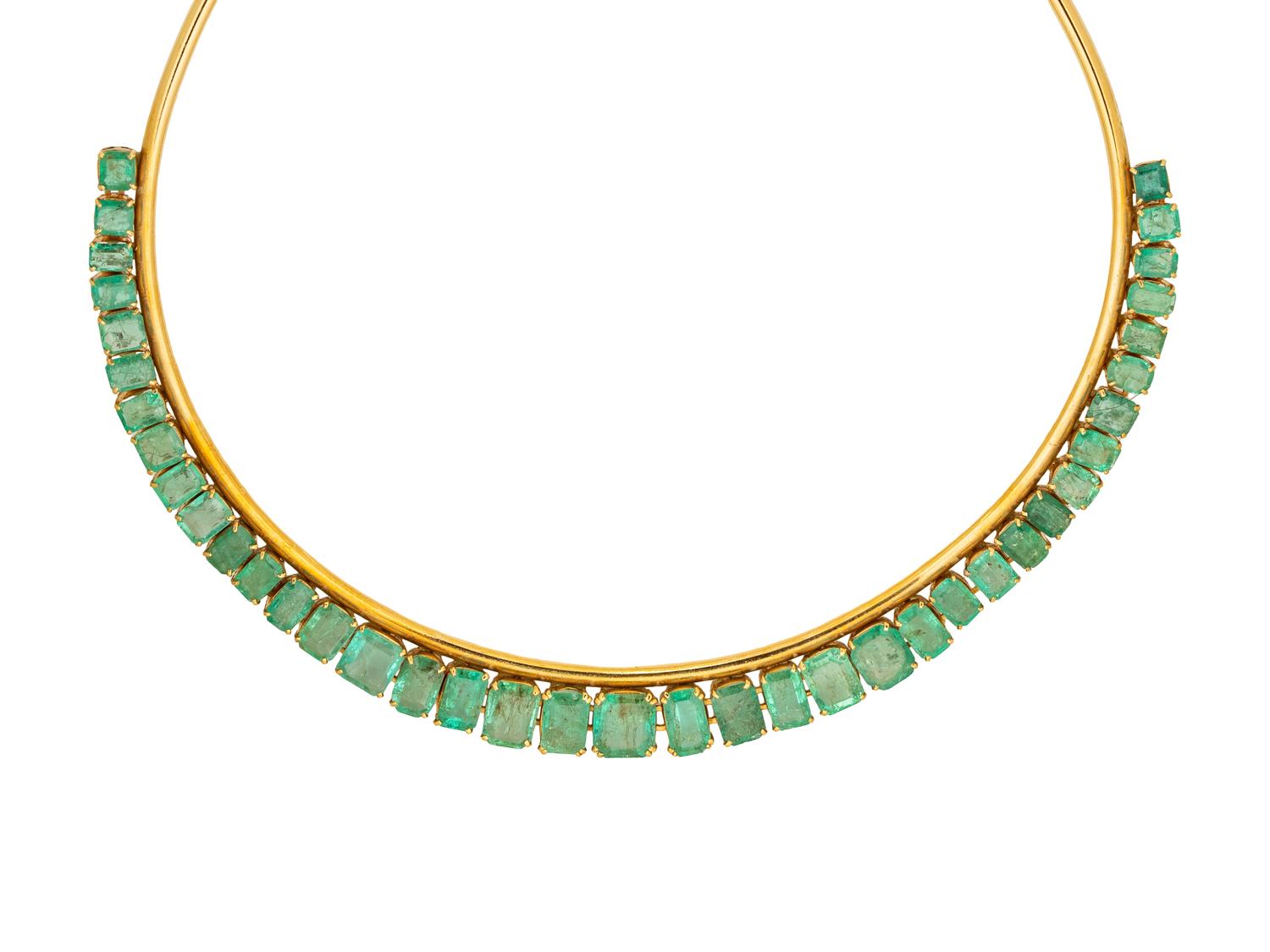 YELLOW GOLD AND EMERALD NECKLACE