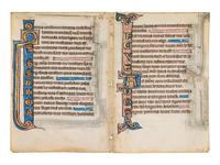 A collection of leaves from Psalter manuscripts, illuminated in Flanders in the first half of the thirteenth century, joined with a group of seventeenth- or eighteenth-century Psalter leaves drawn according to similar models