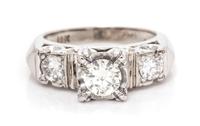 A 14 Karat White Gold and Diamond Ring, 3.60 dwts.