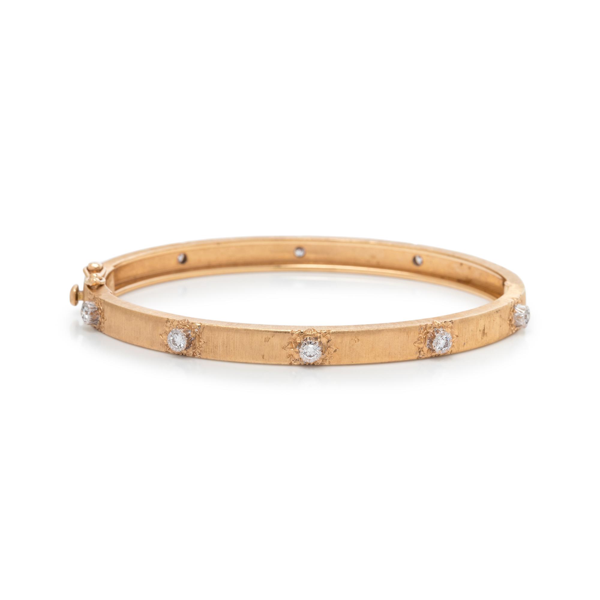 BUCCELLATI, YELLOW GOLD AND DIAMOND 'MACRI CLASSICA' BANGLE BRACELET